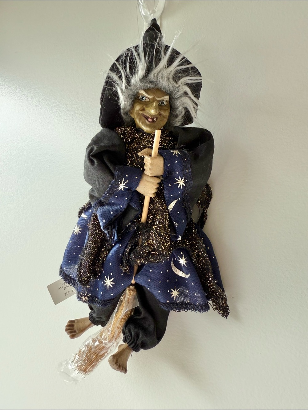 Vintage Ganz flying kitchen witch Halloween ornament
